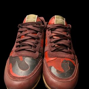 Valentino Men's Burgundy and Black Sneakers